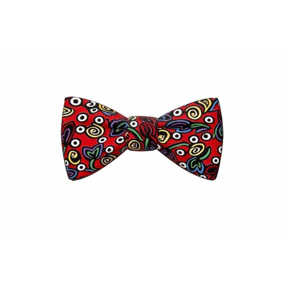 Carrot & Gibbs Mens Abstract Bow Tie Silk 80s Geometric 2.5" Wide Adjustable USA